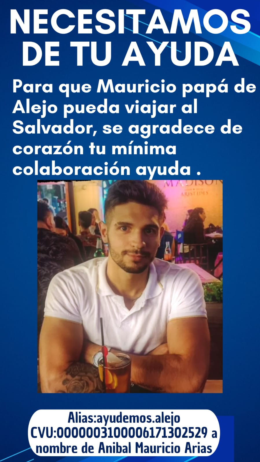 La familia de Alejo realiza una colecta para que el padre pueda viajar al Salvador 
