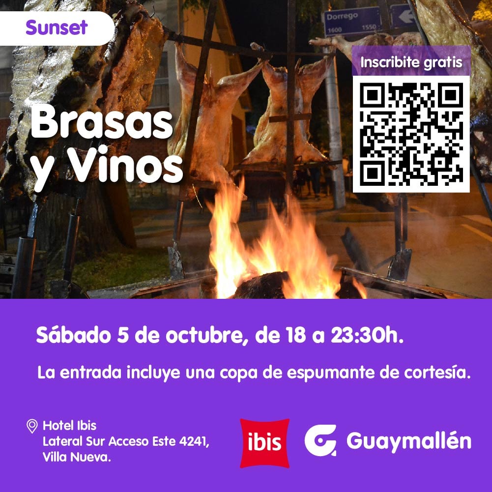 La municipalidad de Guaymallen invita a el Sunset Brasas y Vinos