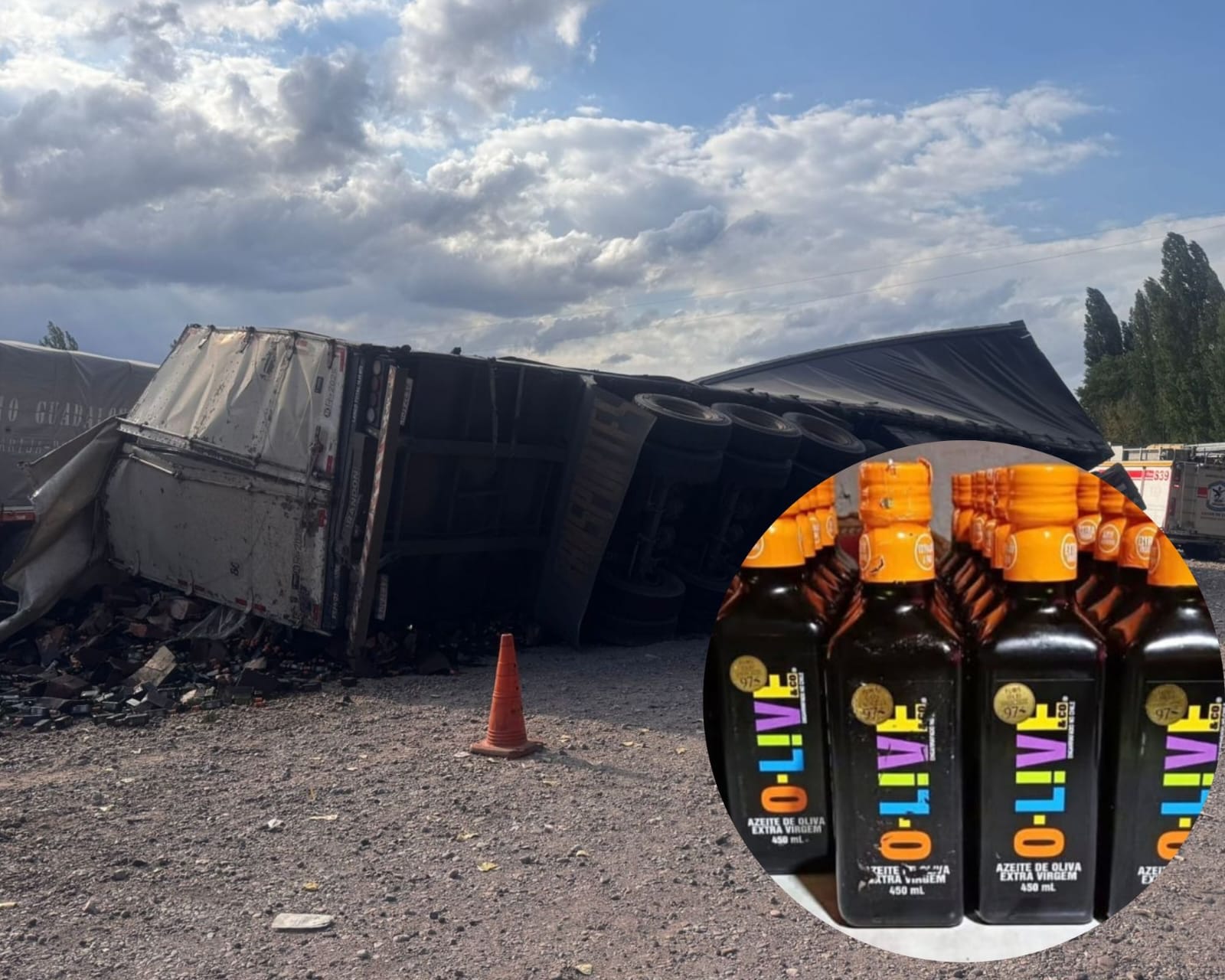 Venden en redes sociales el aceite de oliva robado tras el vuelco de un camión en Luján
